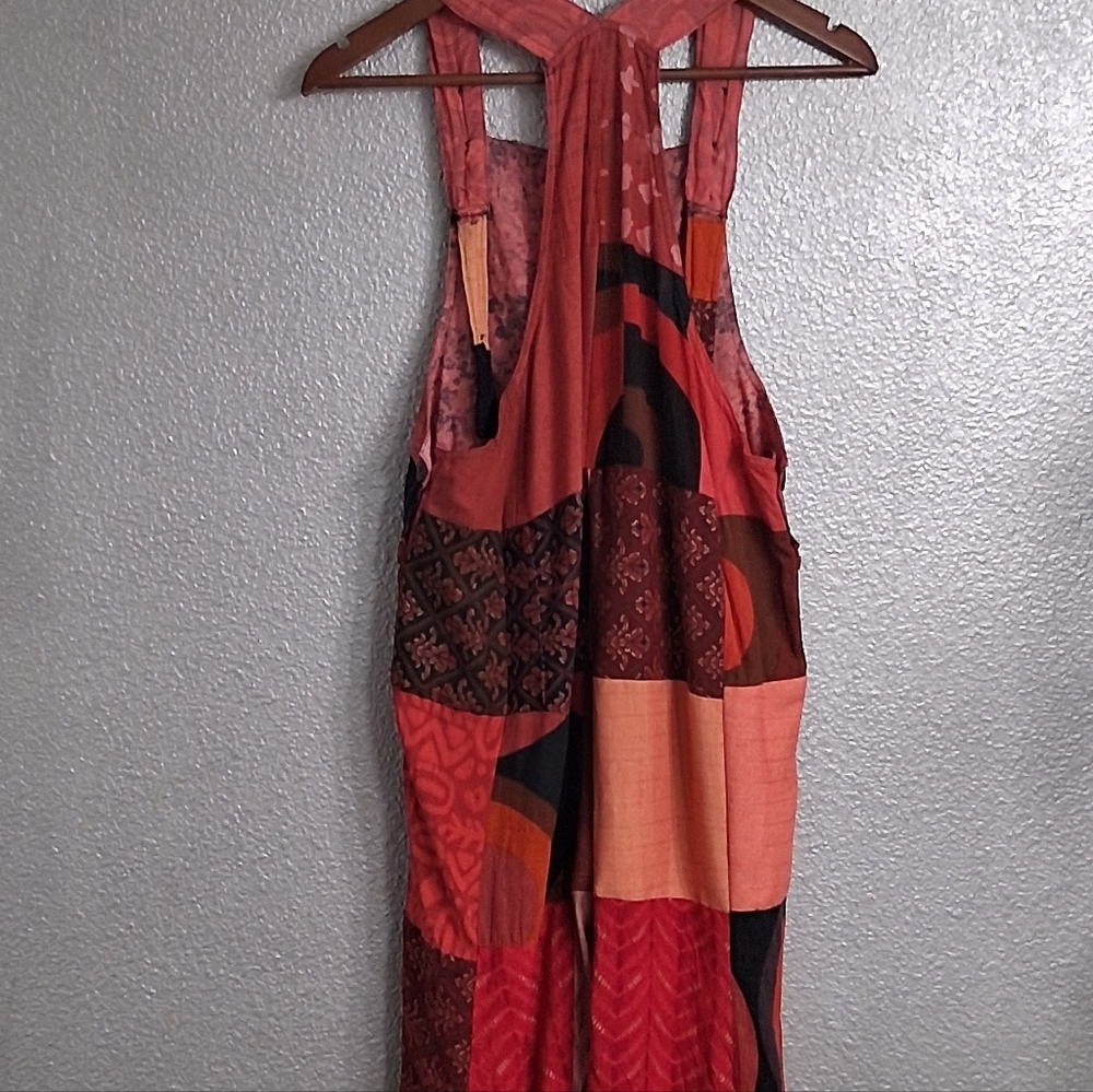 Boho Patchwork Cropped Overalls In Fall Colors. S… - image 5